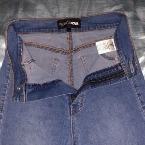 super high waisted light washed fashion nova jeans.
